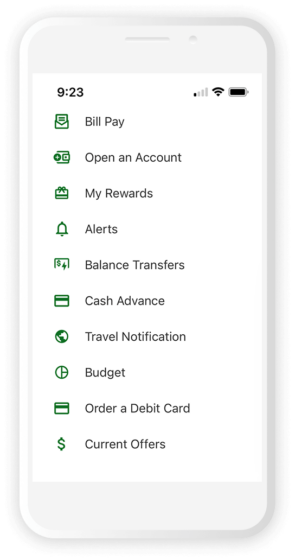 Mobile screen view of the SECU banking app